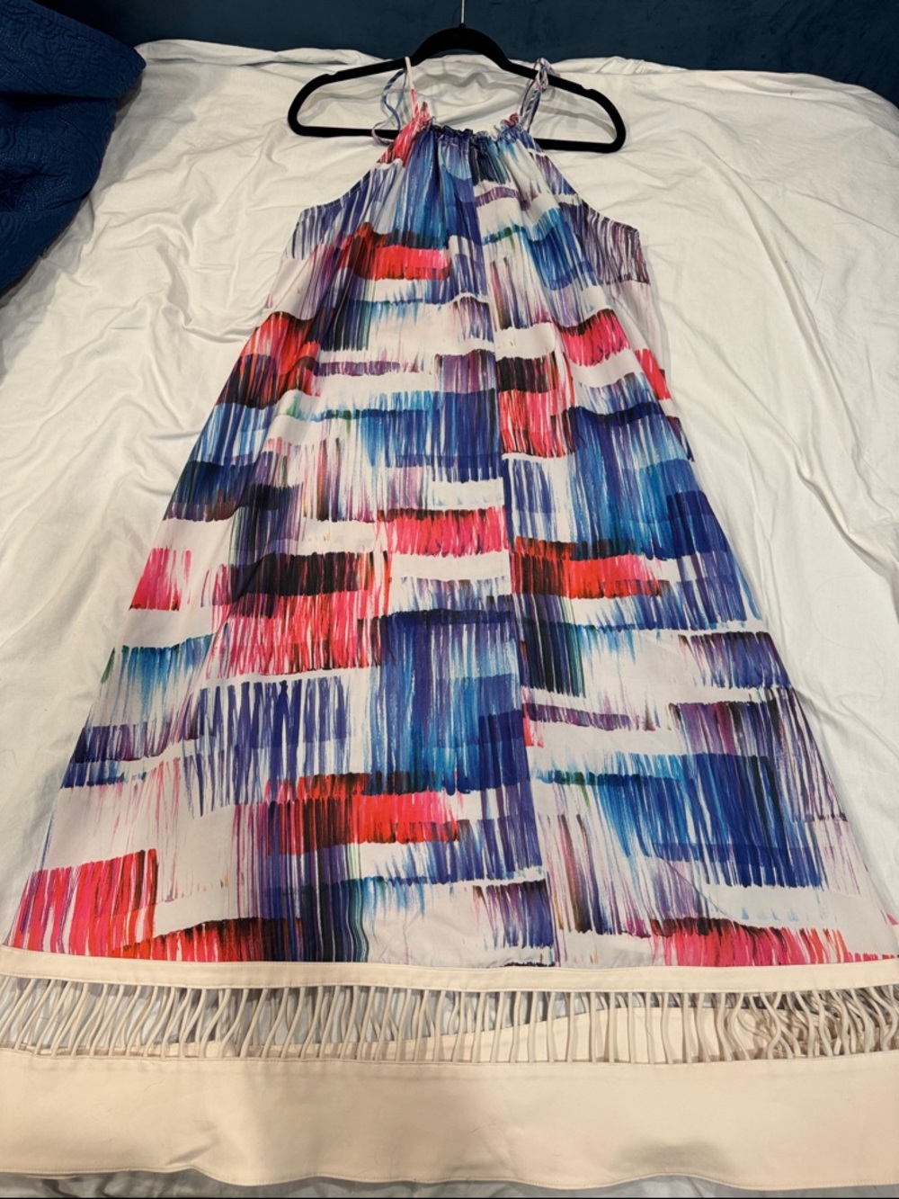Anthropologie Multicolor Brushstroke Tie String Dress